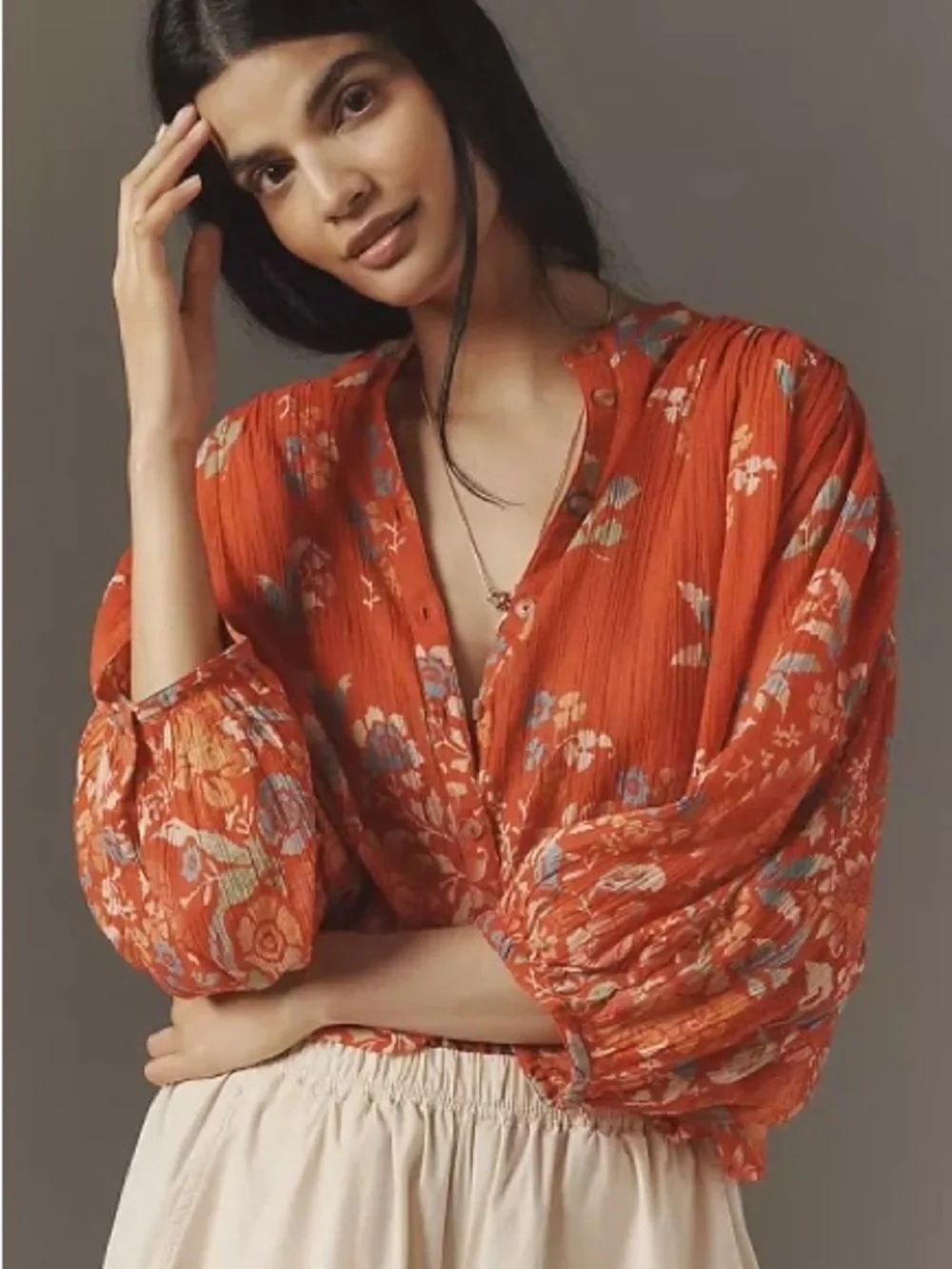 Anthropologie Pilcro The Sydney Red Floral Blouse